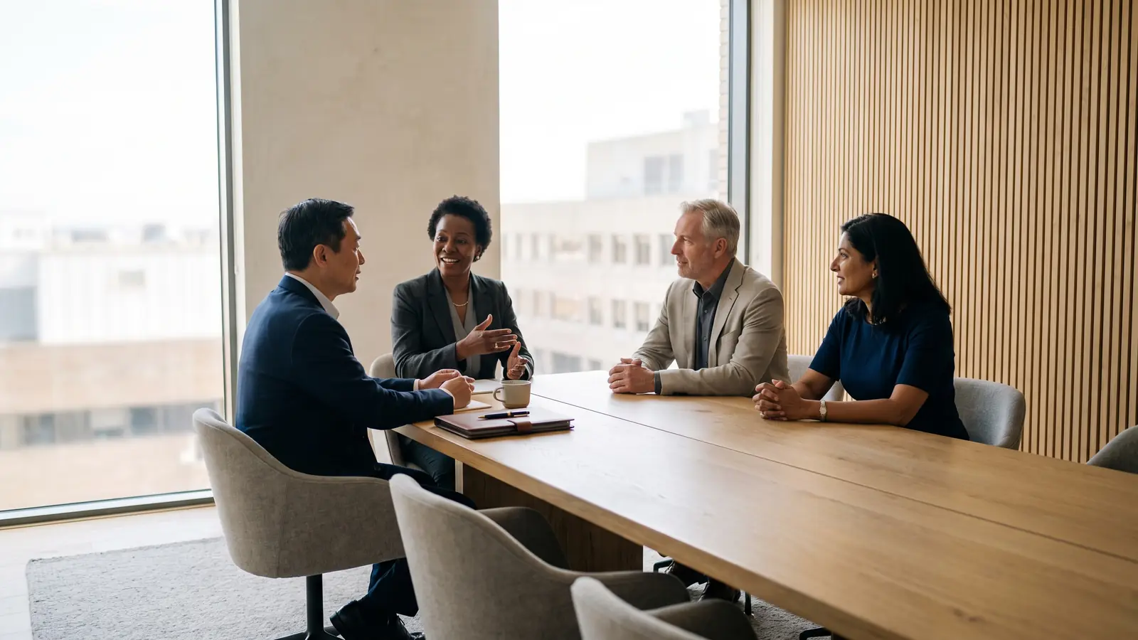 Senior leaders reviewing the numbers in a calm Frankfurt boardroom
